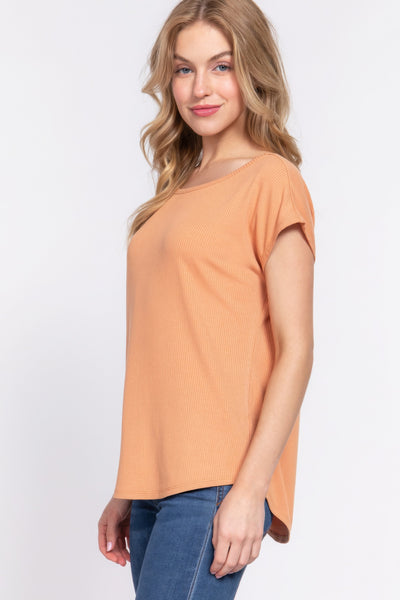 Short Dolman Slv Rib Knit Top