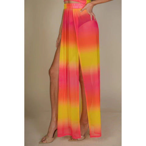 High Split Mesh Sheer Maxi Skirt