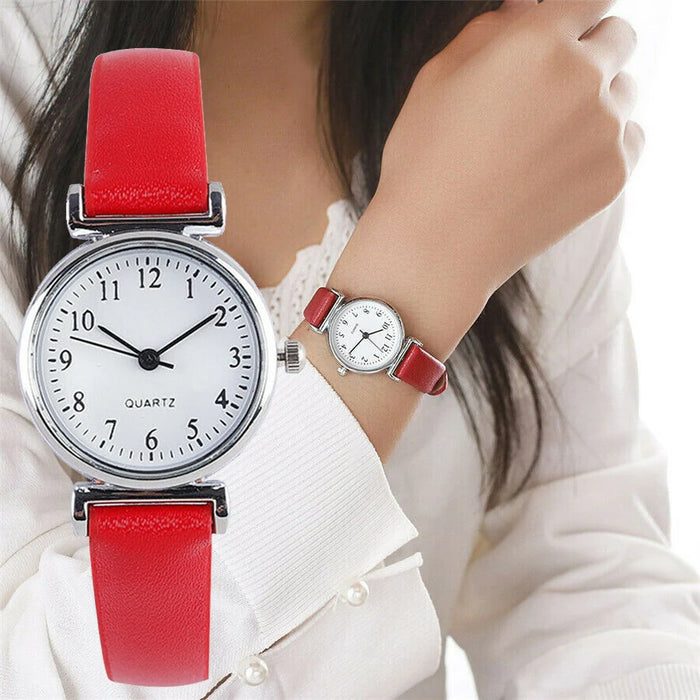 Women Round Analog Clock Ladies Fashion Wrist Watches