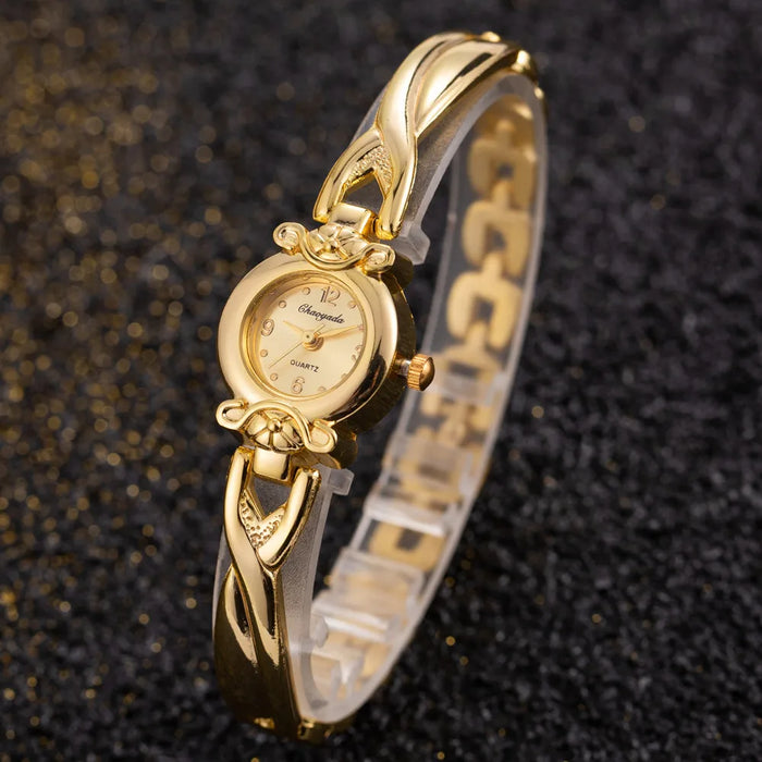 Womens Wristwatch Gold Bracelet Small Dial Elegant Watch