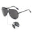 Black Pilot Sunglasses Women Men Silver Mirror Oversized