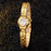 Womens Wristwatch Gold Bracelet Small Dial Elegant Watch