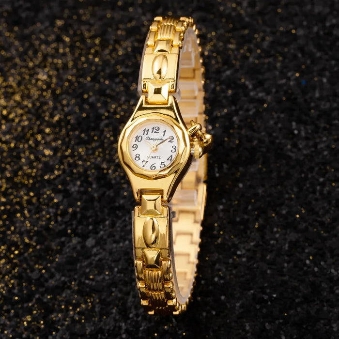 Womens Wristwatch Gold Bracelet Small Dial Elegant Watch