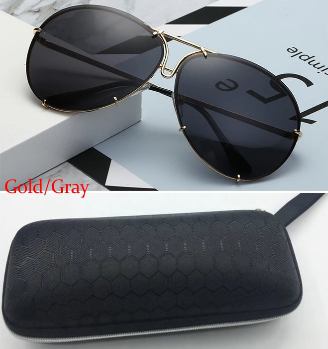 Black Pilot Sunglasses Women Men Silver Mirror Oversized