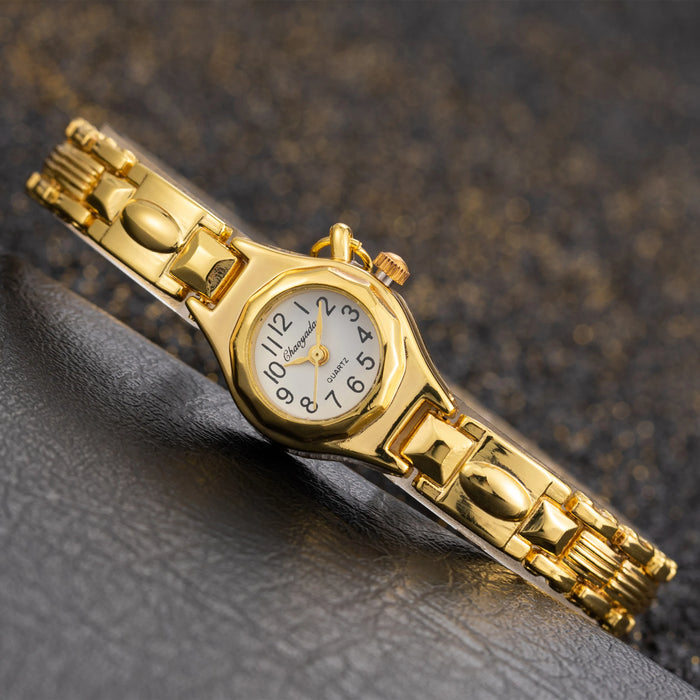 Womens Wristwatch Gold Bracelet Small Dial Elegant Watch