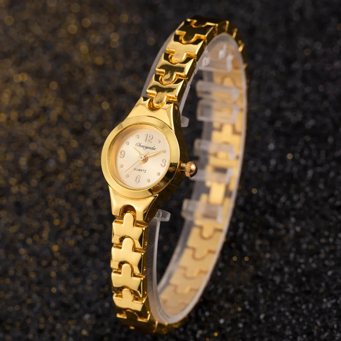 Womens Wristwatch Gold Bracelet Small Dial Elegant Watch