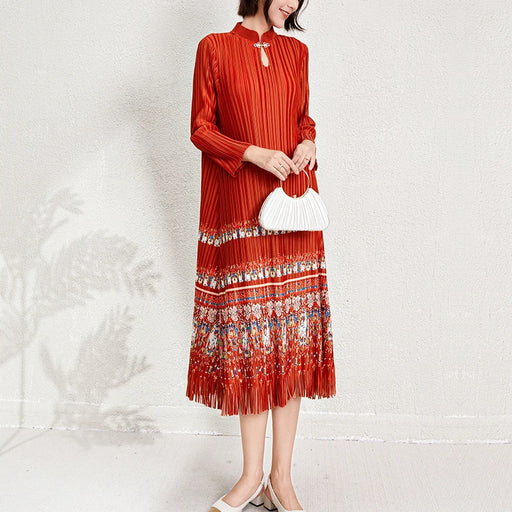 Ladies Dresses 2025 Elegant Casual Dresses Miyake Pleated