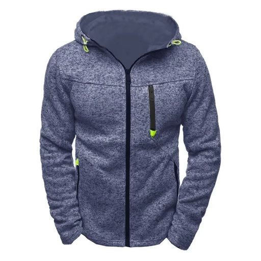 Mens Hoodie With Side Zipper Pockets Thin Wool Solid Color