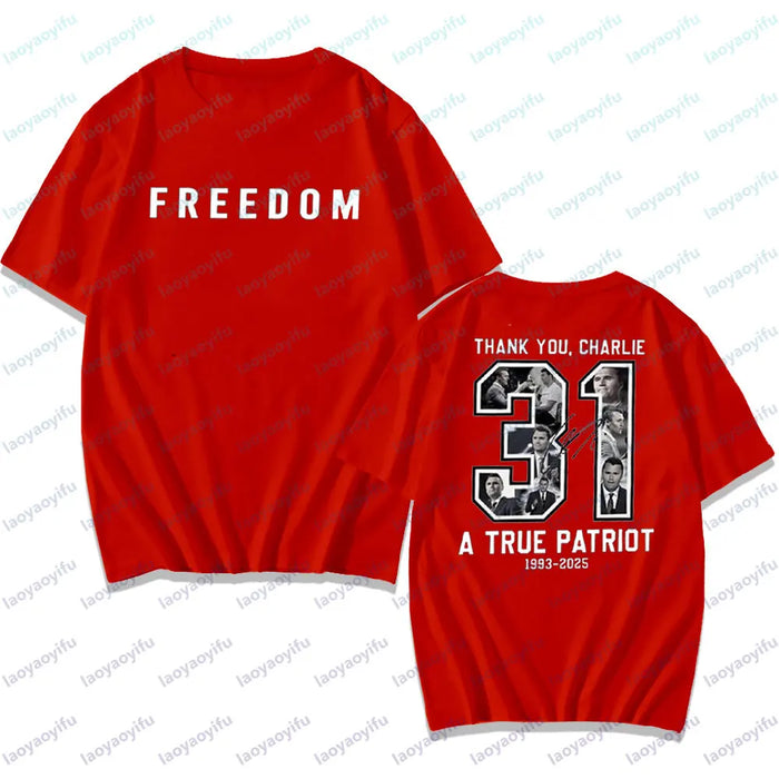 Freedom Charlie Kirk Two Side T Shirt Thank You Charlie Tee
