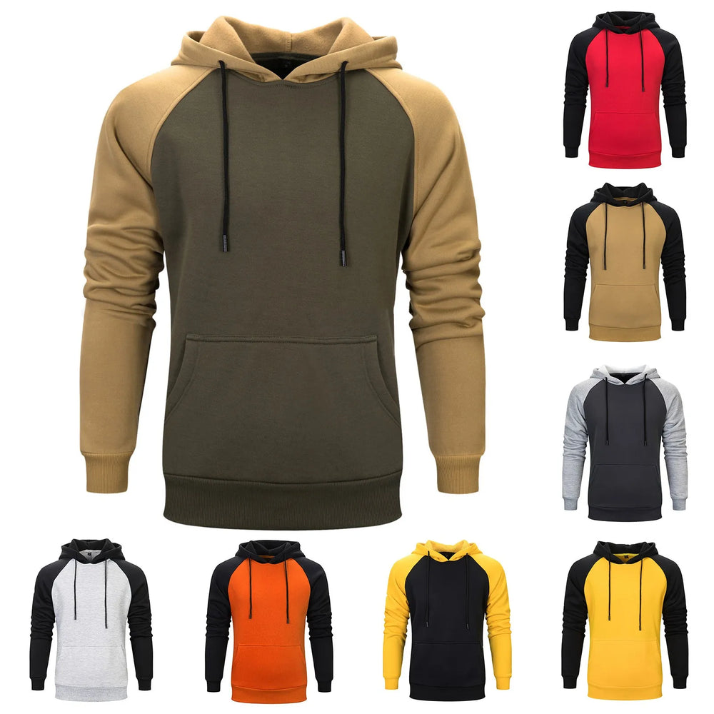Hooded Sweatshirt For Men Color Block Casual Hoodie Basic