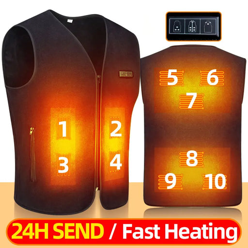 10 Areas Heated Vest Men Women Usb Electric Self Heating
