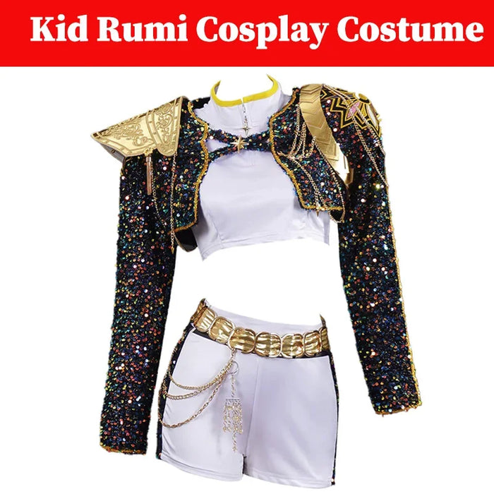 Kid Girls Rumi K Pop Demon Hunter Cosplay Kids Black Gloden