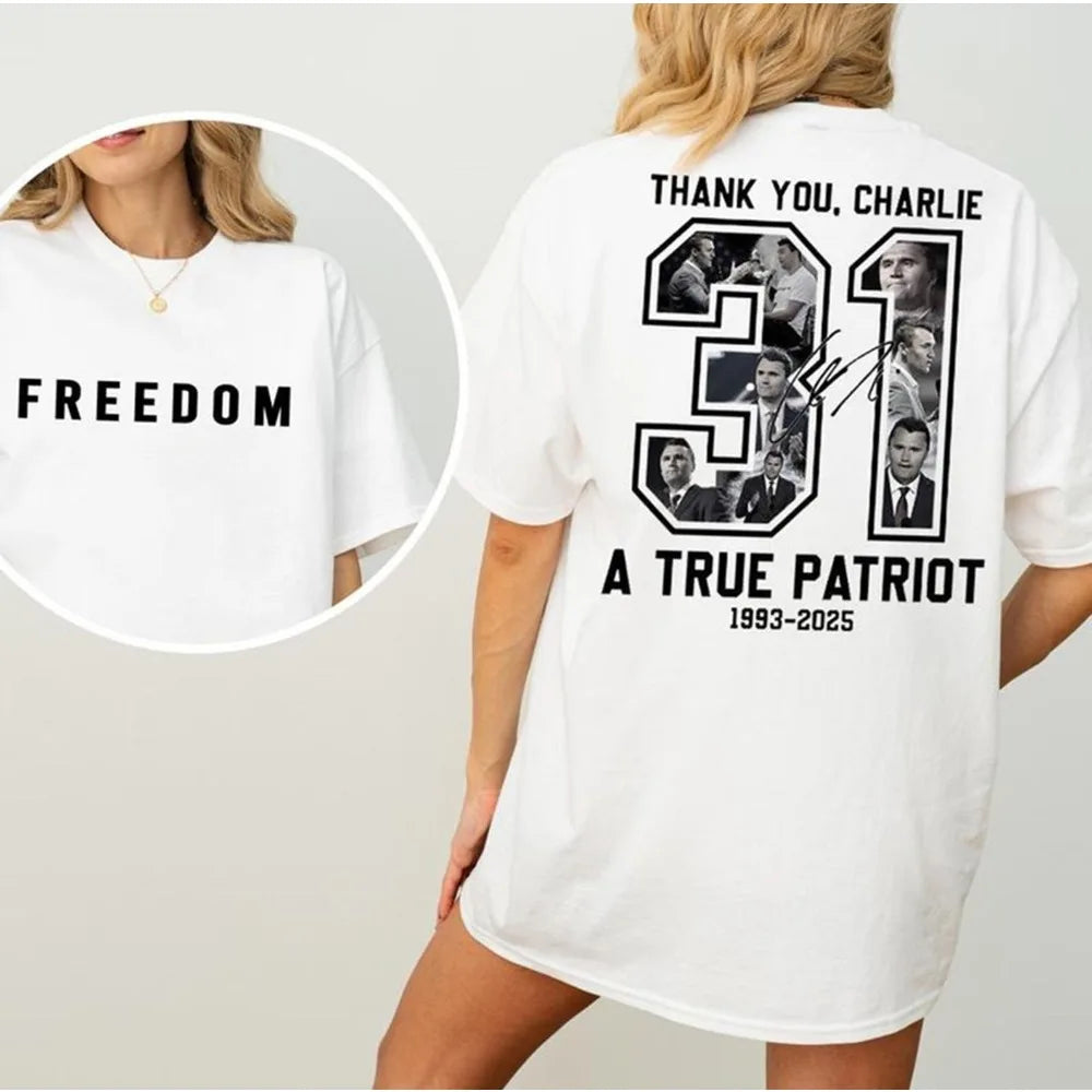 Freedom Charlie Kirk Two Side T Shirt Thank You Charlie Tee
