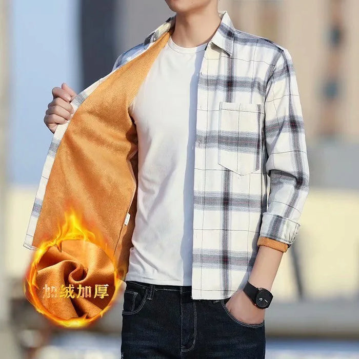 Autumn Winter New Fashion Trend Thickened Warm Plaid Shirt