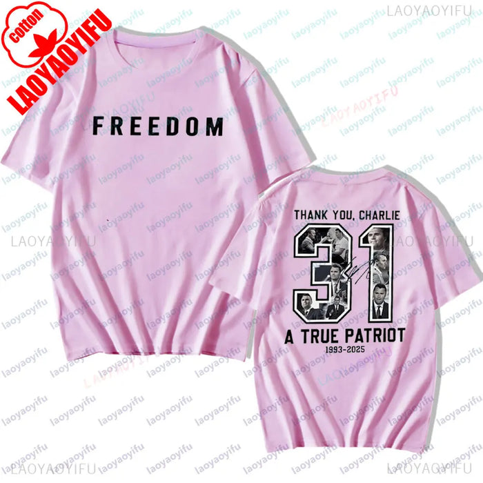 Freedom Charlie Kirk Two Side T Shirt Thank You Charlie Tee