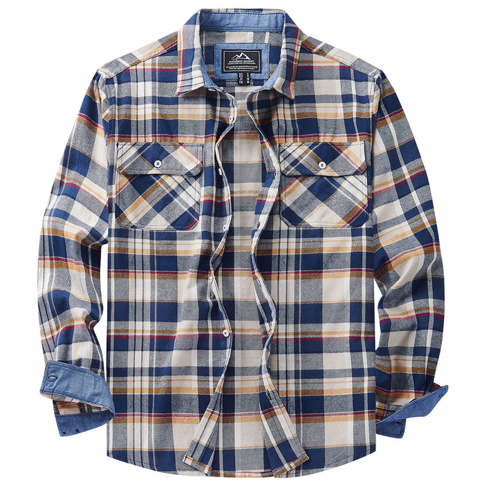Magcomsen Autumn Windproof Mens Flannel Shirt Warm Long