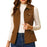 Womens Comfy Zip Up Jacket Solid Color Sleeveless Utility