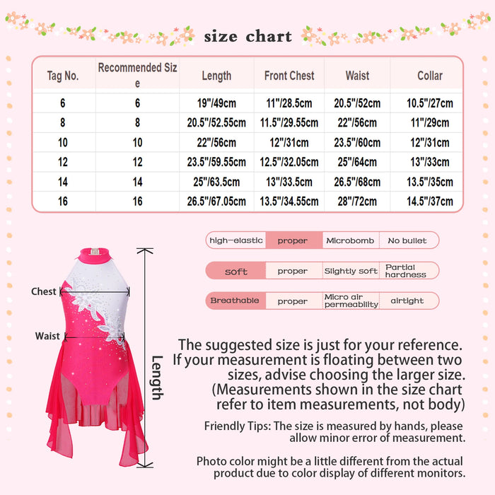 Kid Girl Lyrical Modern Dance Costume One Shoulder Tiered