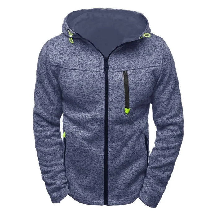 Mens Hoodie With Side Zipper Pockets Thin Wool Solid Color