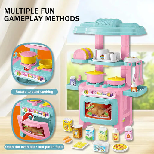 Kids Mini Kitchen Counter Play Set Diy Simulated Cooking
