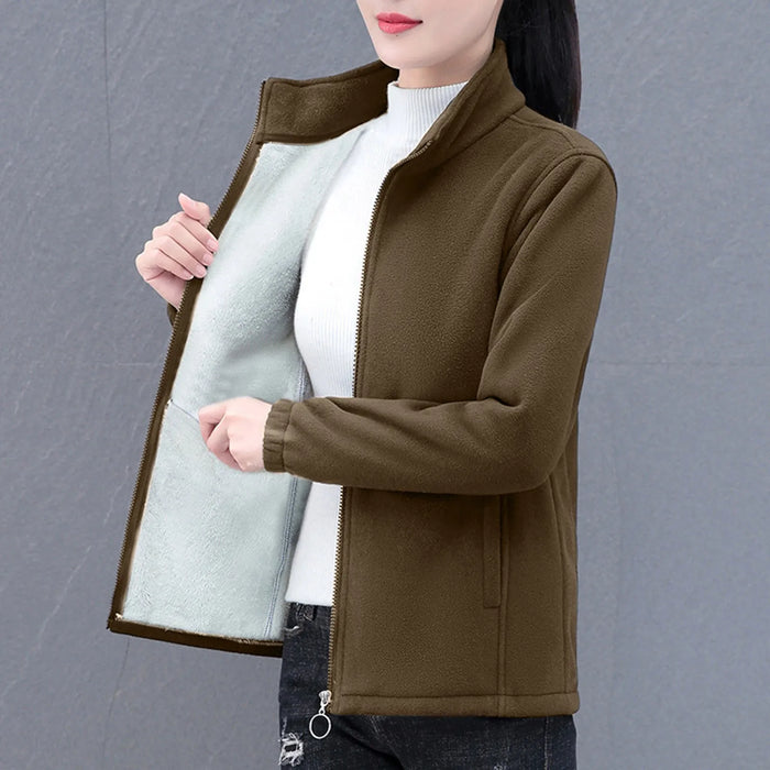 Women Plush Short Jacket Winter Autumn Polar Fleece