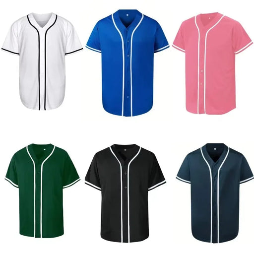 High Quality Mens Classic Solid Color Baseball Jersey Shirt