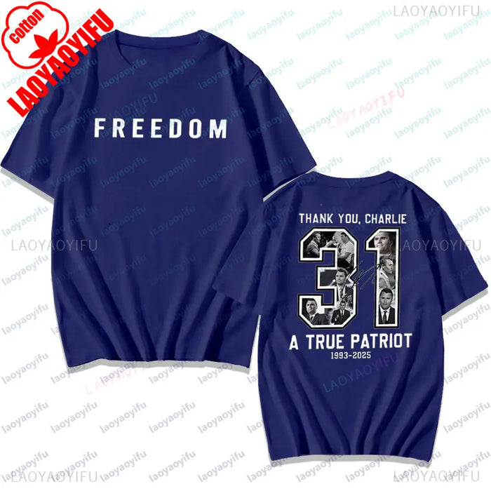 Freedom Charlie Kirk Two Side T Shirt Thank You Charlie Tee
