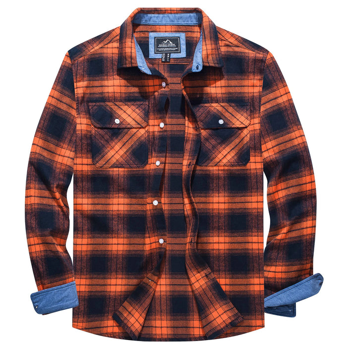 Magcomsen Autumn Windproof Mens Flannel Shirt Warm Long