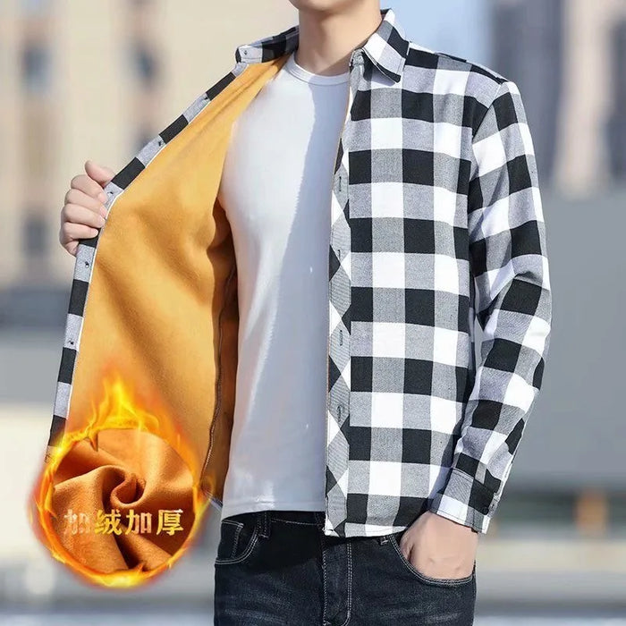 Autumn Winter New Fashion Trend Thickened Warm Plaid Shirt