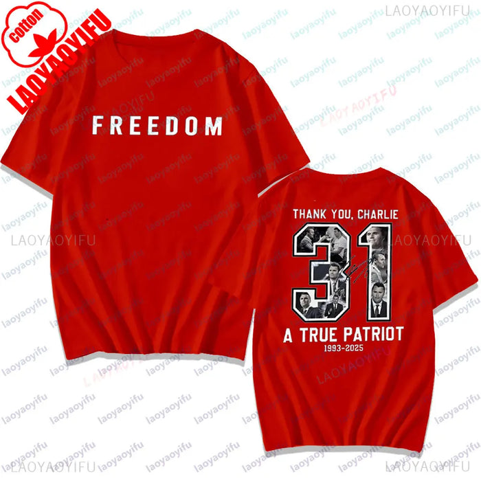 Freedom Charlie Kirk Two Side T Shirt Thank You Charlie Tee