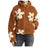 Womens Floral Fleece Jackets Winter Zipper Cropped Coat
