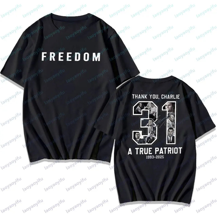 Freedom Charlie Kirk Two Side T Shirt Thank You Charlie Tee