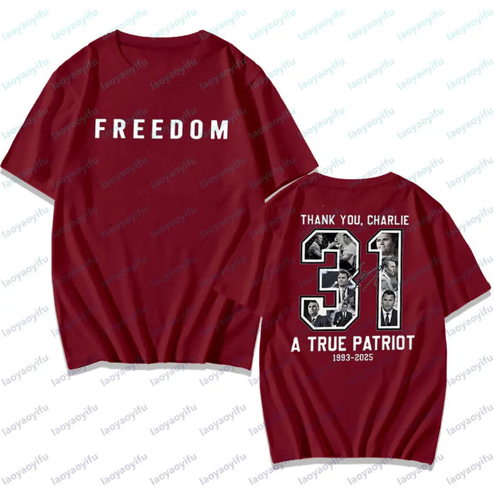Freedom Charlie Kirk Two Side T Shirt Thank You Charlie Tee