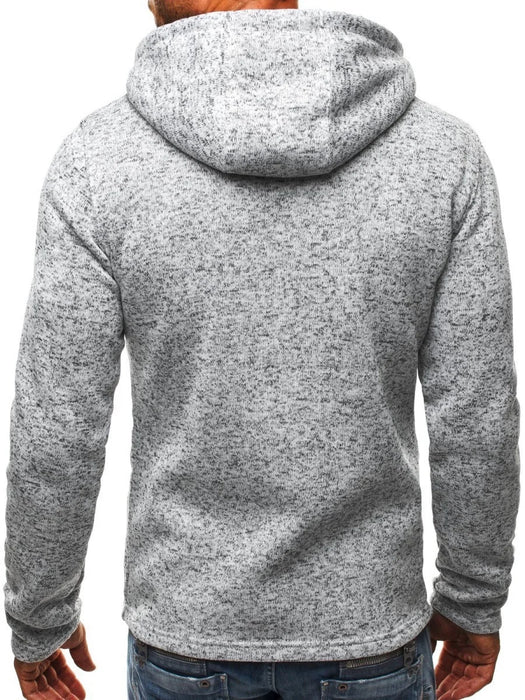 Mens Hoodie With Side Zipper Pockets Thin Wool Solid Color