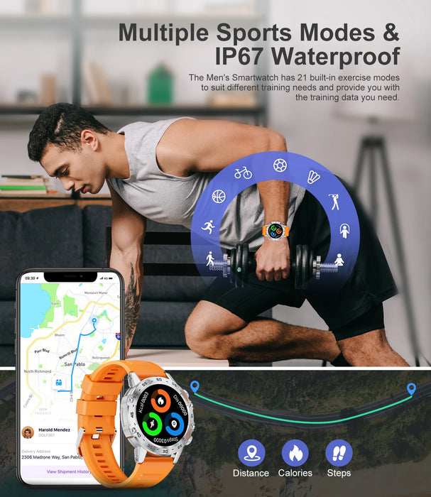 Lige New1 39 Bluetooth Call Smart Watch Men Outdoor Sport