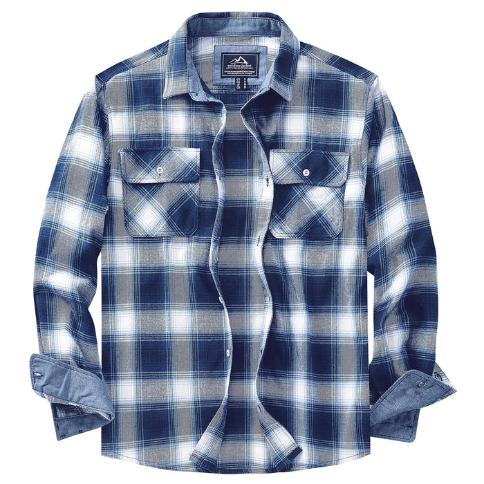 Magcomsen Autumn Windproof Mens Flannel Shirt Warm Long