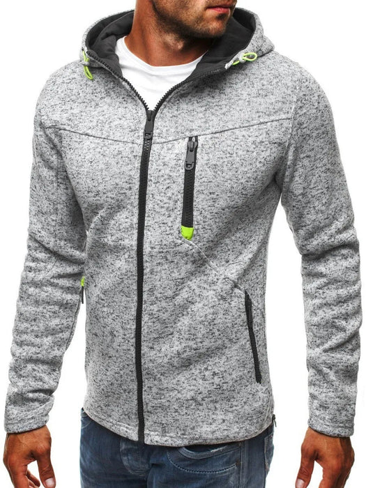 Mens Hoodie With Side Zipper Pockets Thin Wool Solid Color