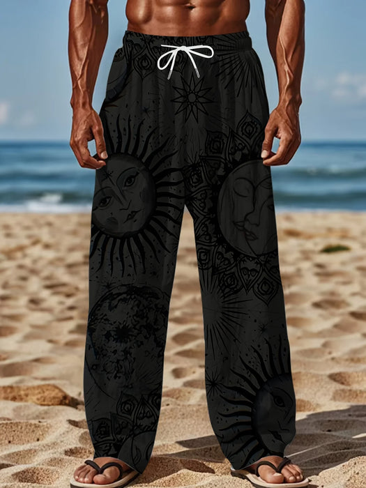 Mens Comfortable Drawstring Beach Pants 3D Flag Printed