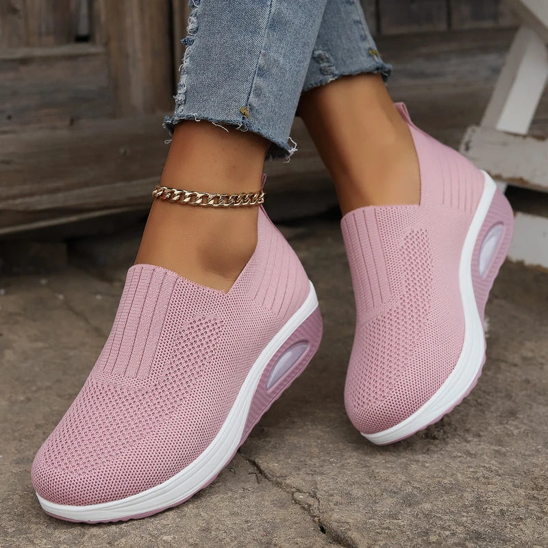 2025 Womens Shoes Slip On Sneakers Platform Solid Color