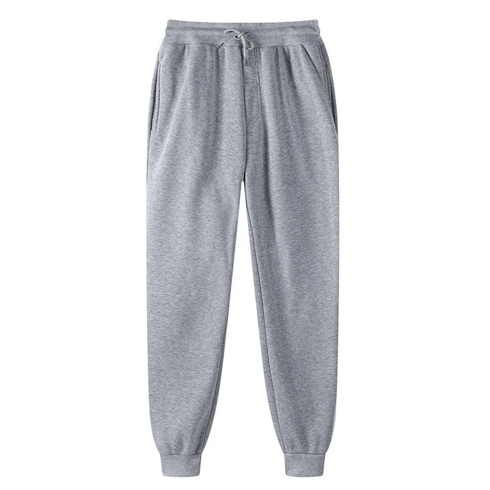Plain Fleece Sweatpants Men Sportswear Black Jogging Pants