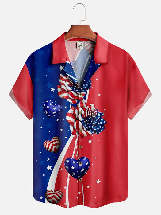 Hawaii Mens Shirt 3D Print National American Flag Short