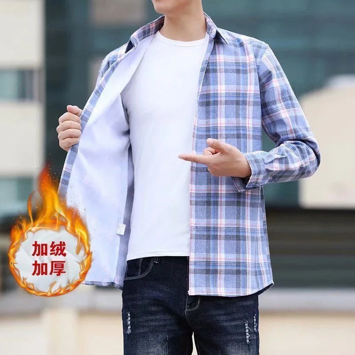 Autumn Winter New Fashion Trend Thickened Warm Plaid Shirt