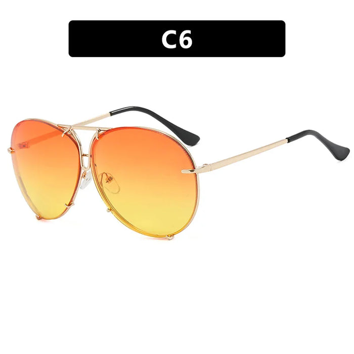 Black Pilot Sunglasses Women Men Silver Mirror Oversized