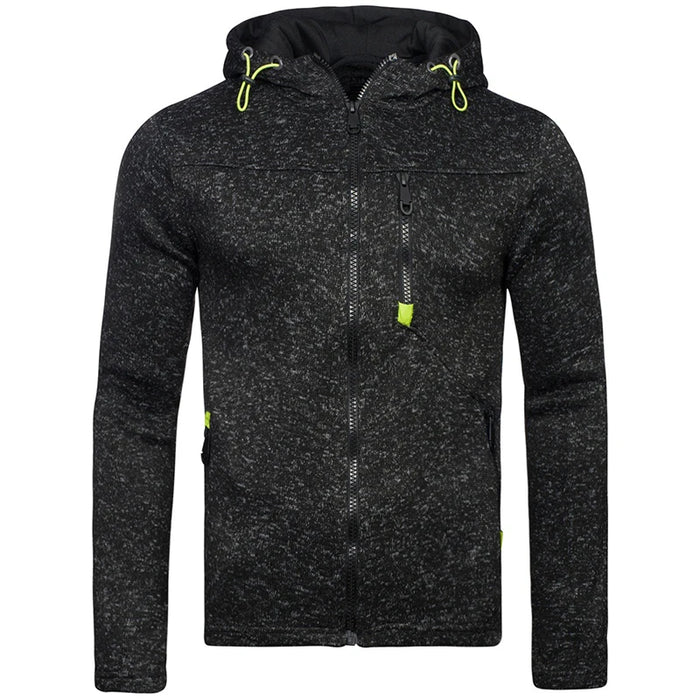 Mens Hoodie With Side Zipper Pockets Thin Wool Solid Color