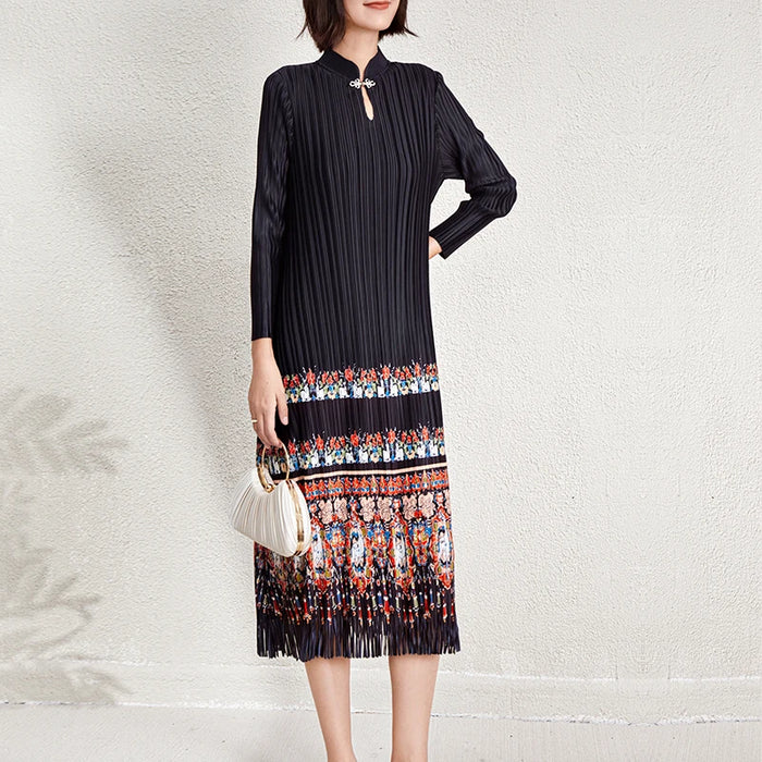 Ladies Dresses 2025 Elegant Casual Dresses Miyake Pleated