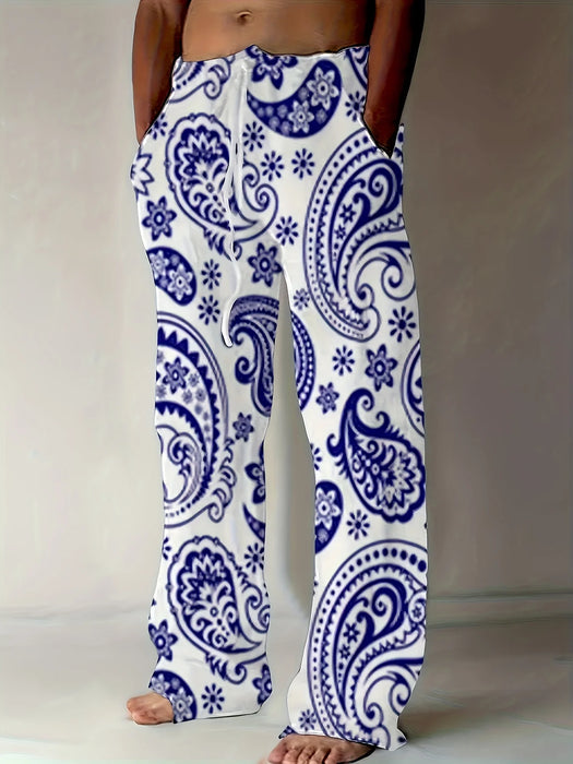 Mens Comfortable Drawstring Beach Pants 3D Flag Printed