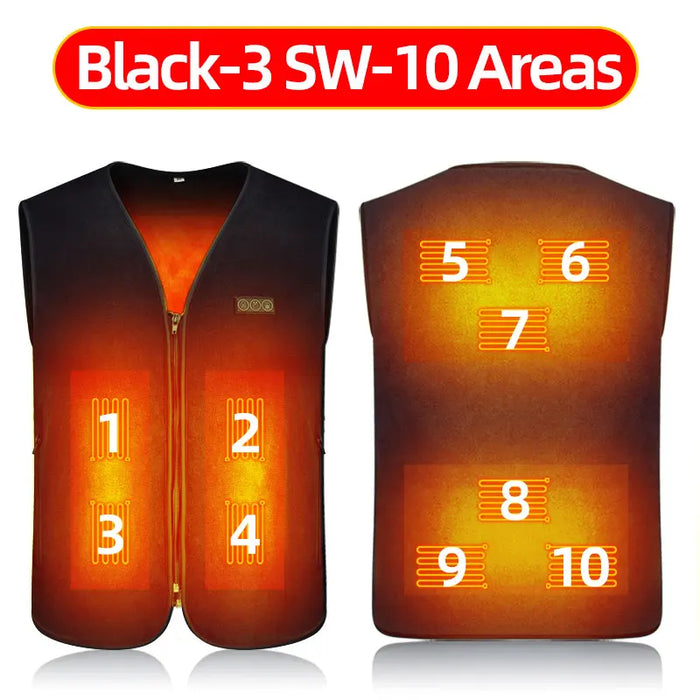 10 Areas Heated Vest Men Women Usb Electric Self Heating