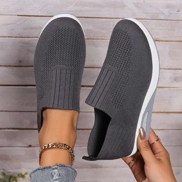 2025 Womens Shoes Slip On Sneakers Platform Solid Color