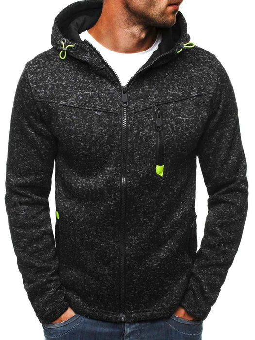Mens Hoodie With Side Zipper Pockets Thin Wool Solid Color