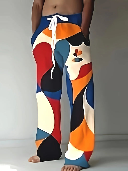 Mens Comfortable Drawstring Beach Pants 3D Flag Printed